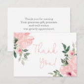 Roze rozen floral dank u notitiekaartje (Voorkant / Achterkant)