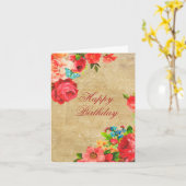 Roze rozen Floral Design Birthday Kaart (Gele Bloem)