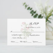 Roze rozen Floral Elegant Formele Klassieke bruilo RSVP Kaartje (Staand voorkant)