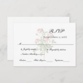 Roze rozen Floral Elegant Formele Klassieke bruilo RSVP Kaartje (Voorkant / Achterkant)