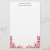 Roze rozen Floral Elegant gepersonaliseerde schrij Briefpapier (Voorkant)