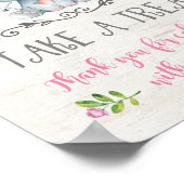 Roze rozen Floral Elephant Favors Sign Treat Sign. Poster (Hoek)