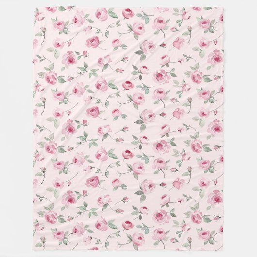 roze rozen Floral Fleece Deken (Voorkant)