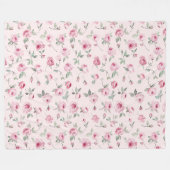 roze rozen Floral Fleece Deken (Voorkant (Horizontaal))