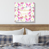 Roze Rozen Floral Gold Volg je hart Canvas Afdruk (Insitu (Slaapkamer))