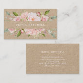  roze rozen | Floral Kraft Visitekaartje (Voorkant / Achterkant)