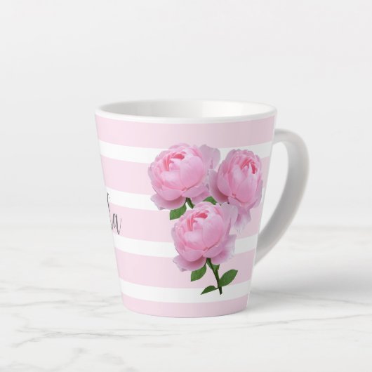  Roze Rozen Floral Latte Mok (Rechterhoek)