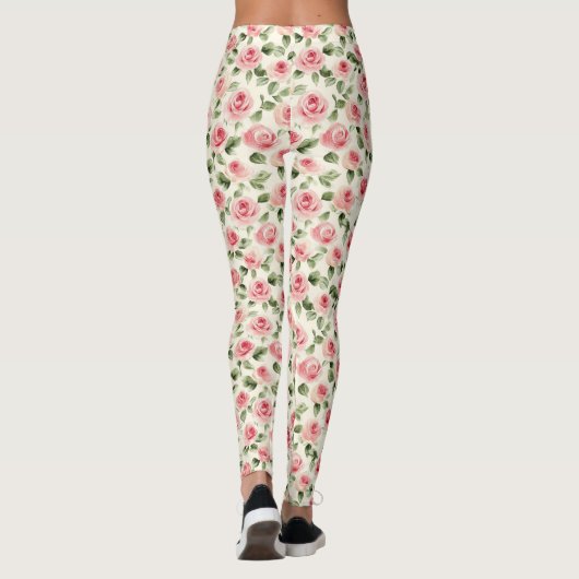  roze rozen Floral Leggings (Achterkant)