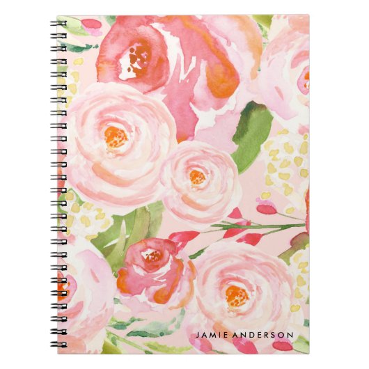 Roze rozen — Floral notebook Notitieboek (Voorkant)