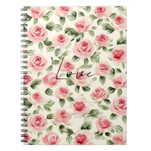 roze rozen Floral Notitieboek (Voorkant)