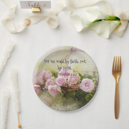 Roze rozen Floral Paper Bord Faith Scripts