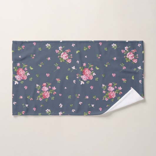 roze rozen Floral Pattern Blue Bad Handdoek (Handdoek)