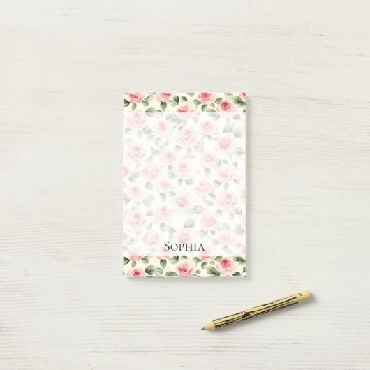 roze rozen Floral Post-it® Notes (Op bureau)