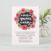 Roze rozen | Floral Quinceanera Kaart (Staand voorkant)