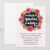 Roze rozen | Floral Quinceanera Kaart (Voorkant / Achterkant)