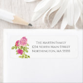 Roze Rozen Floral Return Address Etiket (Insitu)