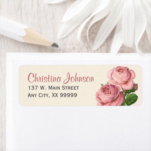 Roze  Rozen Floral Return Address Labels (Insitu)