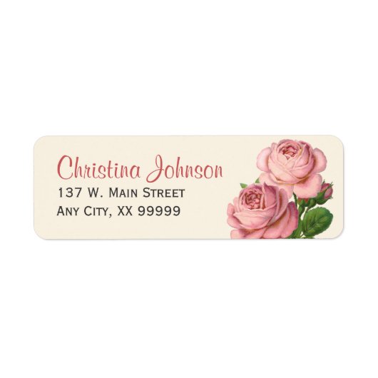 Roze Rozen Floral Return Address Labels (Voorkant)