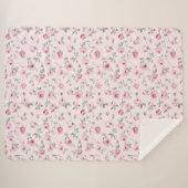  roze rozen Floral Sherpa Deken (Voorkant (horizontaal))