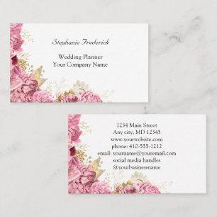 Roze rozen Floral Small Business Visitekaartje