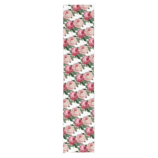 Roze  Rozen /  Floral Table Runner Korte Tafelloper (Voorkant)