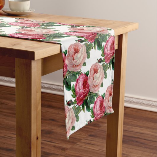 Roze  Rozen /  Floral Table Runner Korte Tafelloper (Voorbeeld)