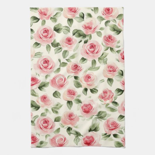  roze rozen Floral Theedoek (Verticaal)