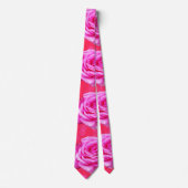 Roze rozen Floral Unisex Silky Stropdas (Voorkant)