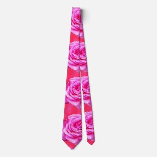 Roze rozen Floral Unisex Silky Stropdas (Voorkant)