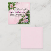 Roze rozen Floral Weddenschap Hartelijk dank Notitiekaartje (Voorkant / Achterkant)