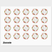 Roze rozen Floral Wreath Monogram Spring Wedding Ronde Sticker (Vel)