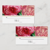 Roze  rozen florale bruidscortkaart plaatskaartje (Voorkant / Achterkant)