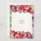 Roze rozen florale bruiloft kaart (Achterkant)