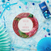 roze rozen florale bruiloft papieren bordje (Feest)