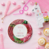 roze rozen florale bruiloft papieren bordje (Feest)