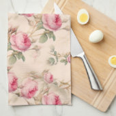 Roze  rozen floreel patroon   theedoek (Quarter Fold)