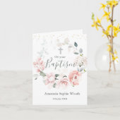 Roze Rozen Foliage Cross Doop Kaart (Gele Bloem)