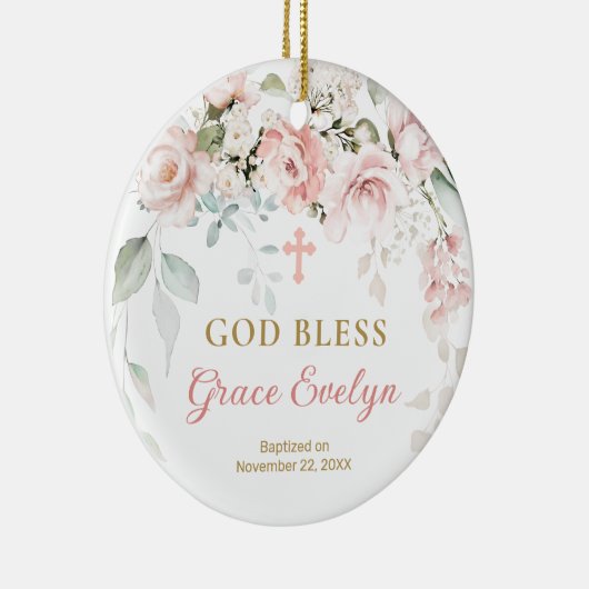 Roze rozen Foliage Cross Ornament (Rechts)