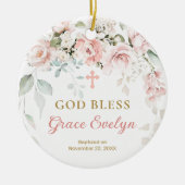 Roze rozen Foliage Cross Ornament (Voorkant)