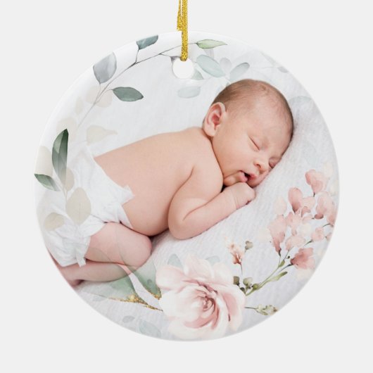 Roze rozen Foliage Cross Ornament (Achterkant)