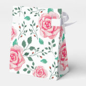 Roze Rozen & Foliage Patroon Dank u Bruiloft Bedankdoosjes (Achterkant)