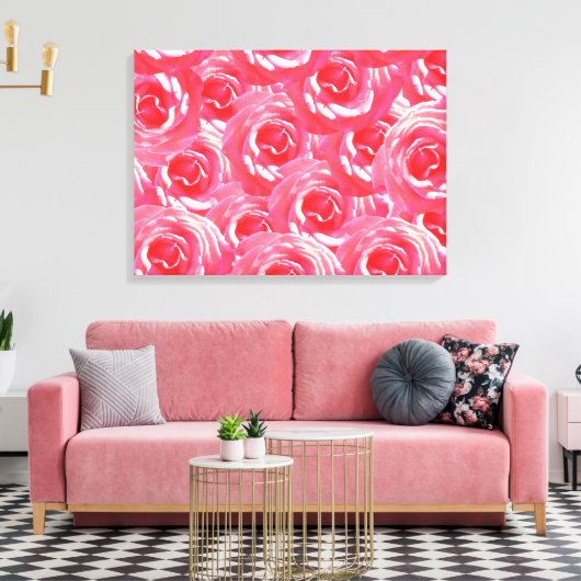 Roze Rozen Foto Acryl Wall Art Canvas Afdruk (Insitu (Woonkamer))