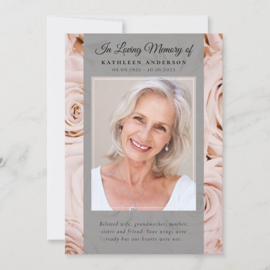 Roze Rozen Foto Memorial Service Programma (Voorkant)