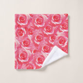 Roze Rozen Foto patroon Badkamer Handdoek Set (Wasdoekje)