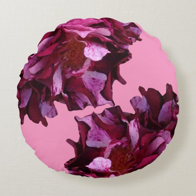 Roze Rozen Foto Rond werpkussen Kussen (Voorkant)