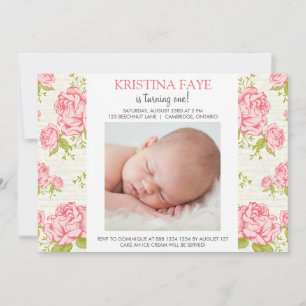  roze rozen Foto van Birthday Party Kaart