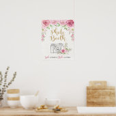 Roze rozen fotohokje prop bloemige trouwdecoratie poster (Keuken)