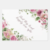 Roze rozen frame gepersonaliseerd inpakpapier vel (Voorkant 2)