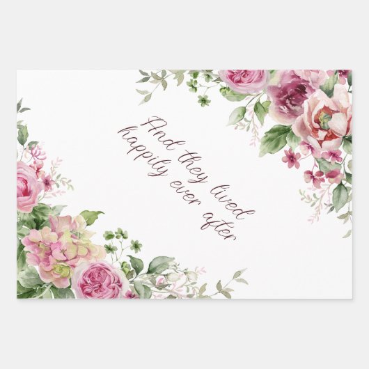 Roze rozen frame gepersonaliseerd inpakpapier vel (Voorkant)