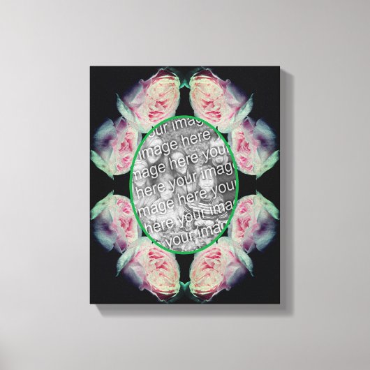 Roze Rozen Frame Maak Je Eigen Foto Canvas Afdruk (Voorkant)